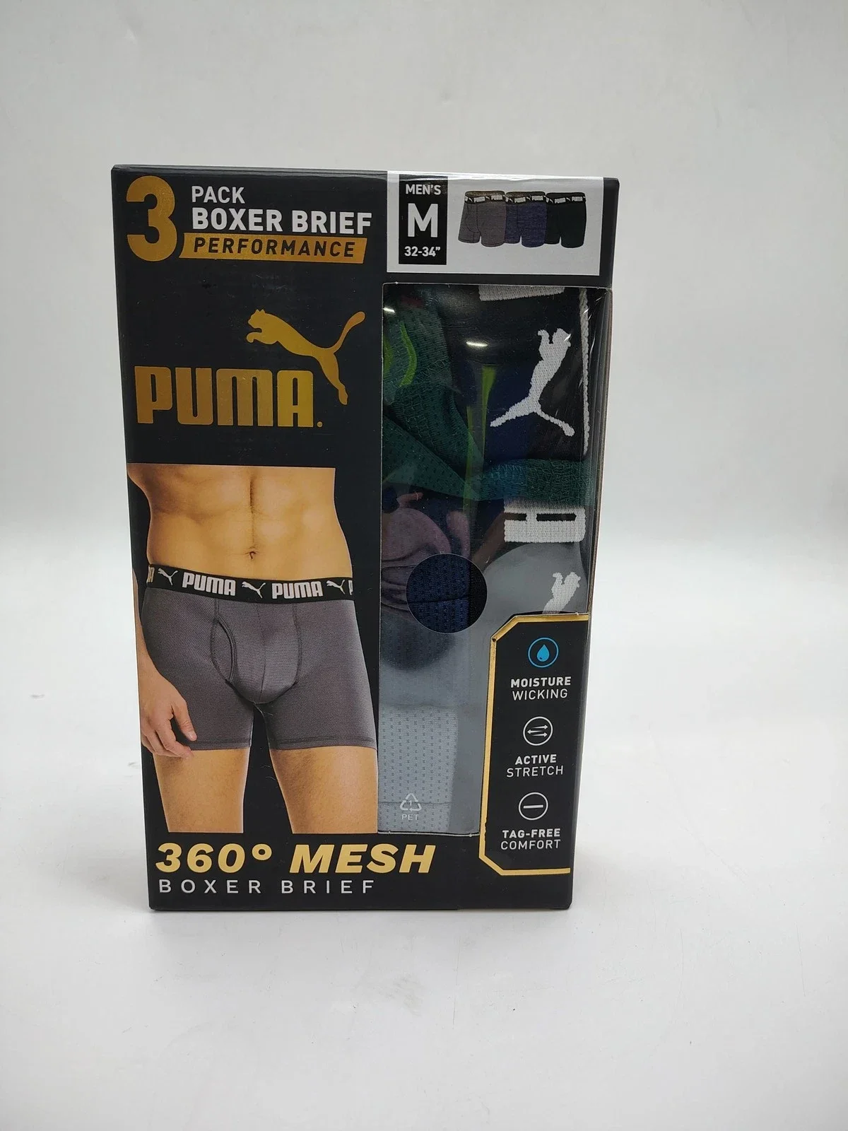 PACK DE 3 CALZONCILLOS BOXER PUMA RENDIMIENTO 360 MALLA DRYCELL