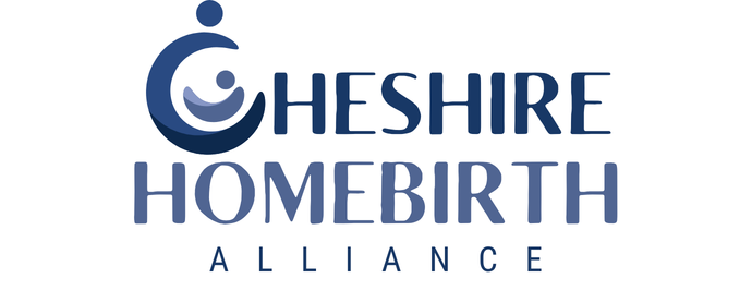 colour image of a postcard sized birth affirmation "breath in calm, breath out tension" resting on the side of a blue birth pool. Image taken by https://www.mamakat.co.uk/ founder member of Cheshire Home Birth Alliance