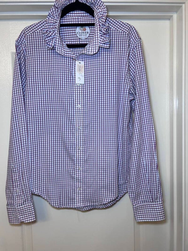 Ladies Ruffle collar button up shirt