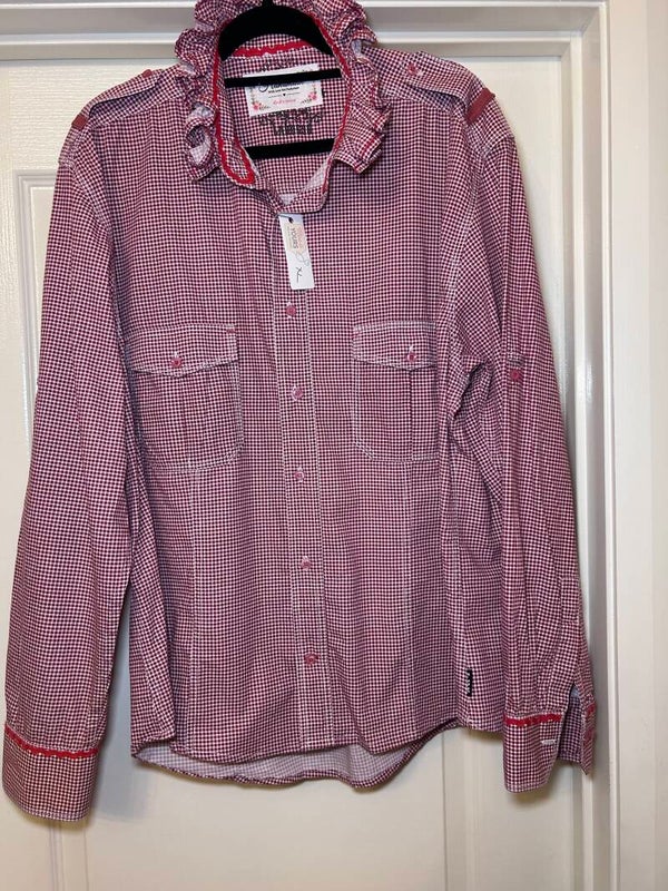 Ladies Ruffle Collar button up shirt