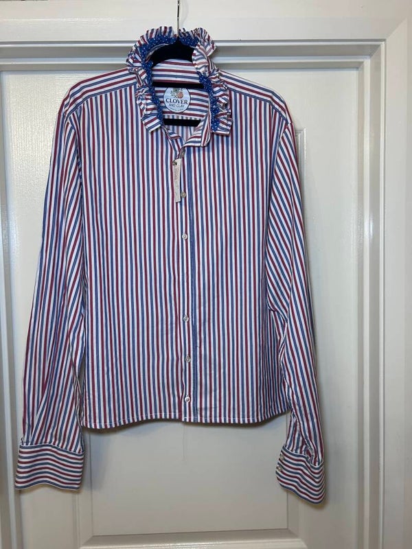 Ladies Ruffle  Collar Button up Shirt