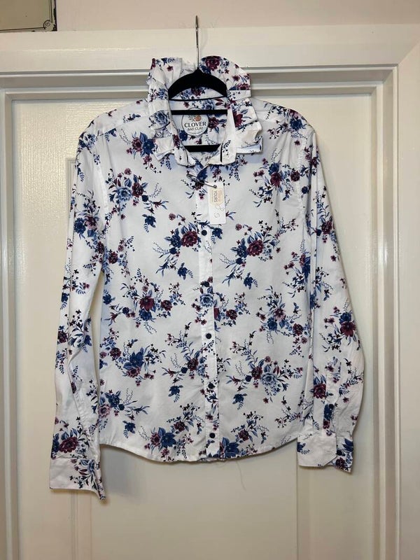Ladies Ruffle Collar Button up shirt