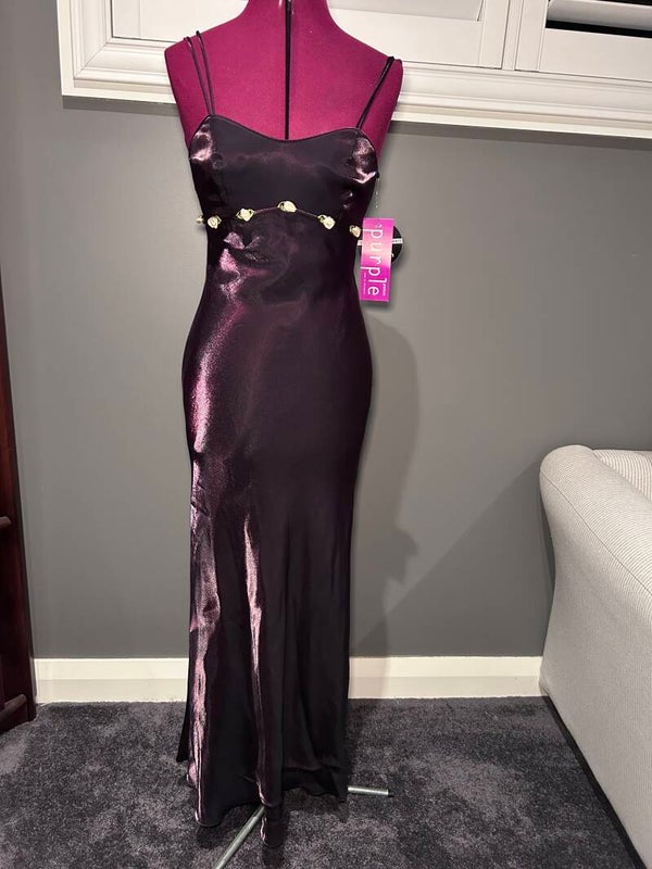 Purple Patch plum colored bias cut evening dress