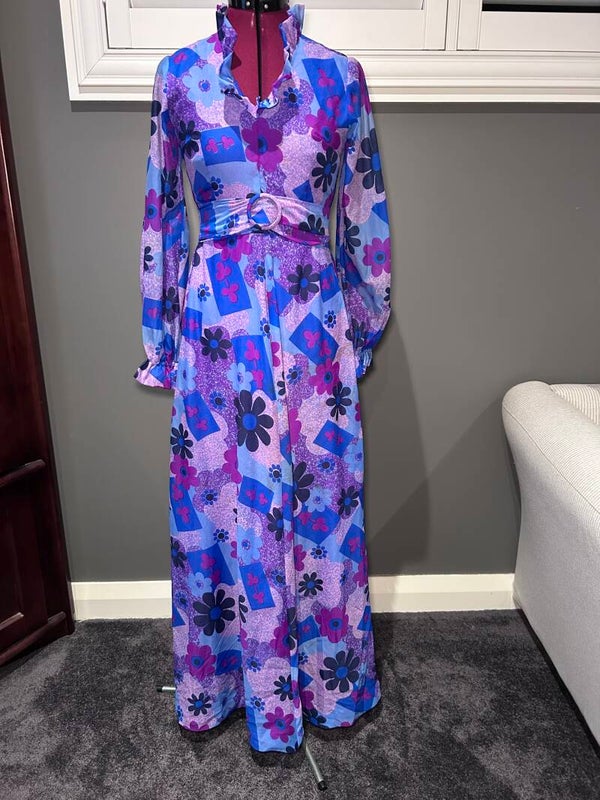 70’s handmade blue evening dress