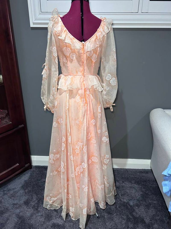 Vintage apricot chiffon evening dress