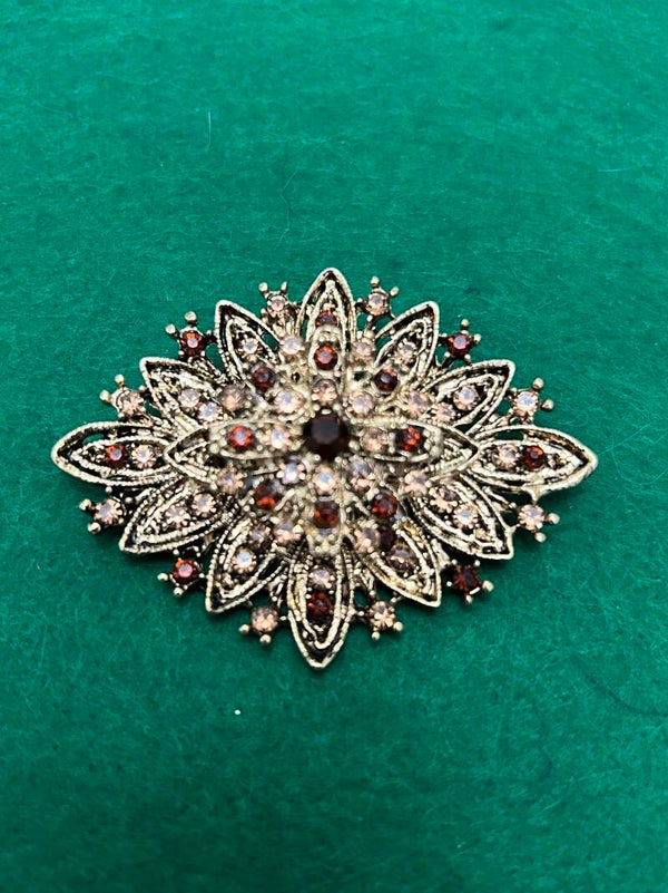 Antique inspired Amber tone brooch