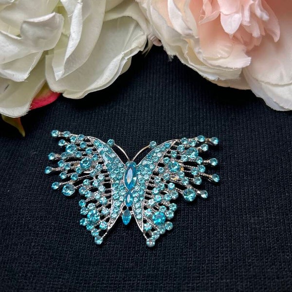 Blue Rhinestone Butterfly brooch
