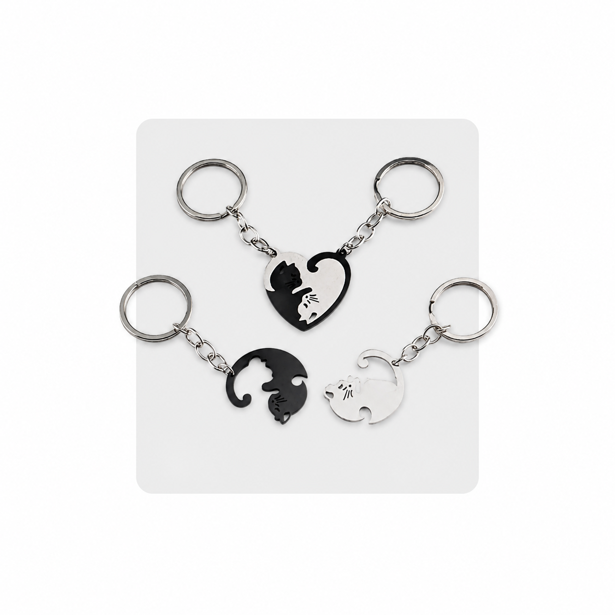 Porte Clés - Métal Couple chat