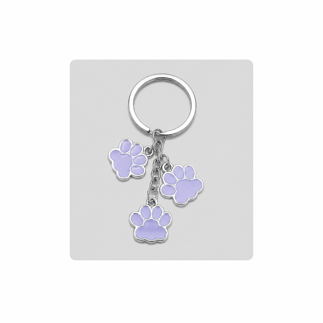 Porte Clés - Métal 3 empreintes pattes Chiens 1pc