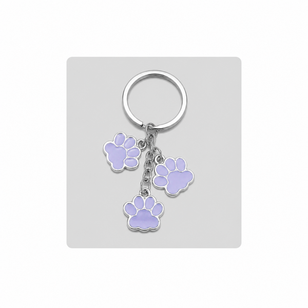 Porte Clés - Métal 3 empreintes pattes Chiens 1pc