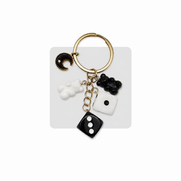 Porte Clés - Résine  Mini jeu :  dée ours lune