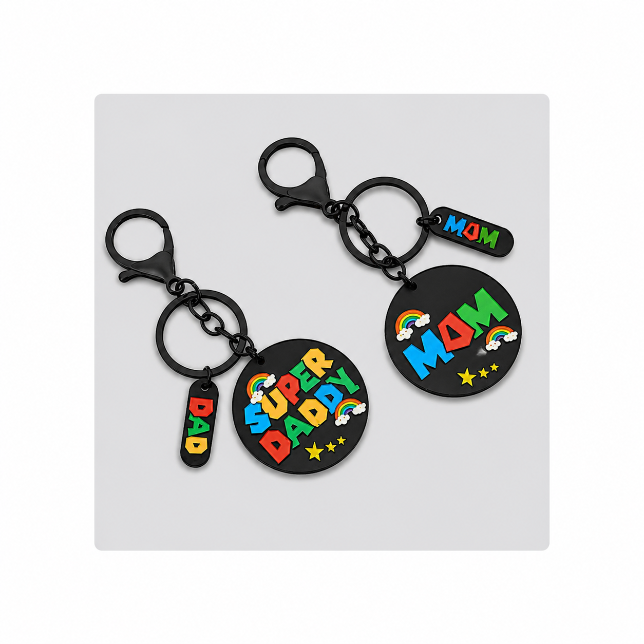 Porte Clés - Bois pendentif papa/Maman