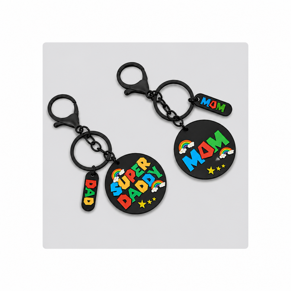 Porte Clés - Bois pendentif papa/Maman