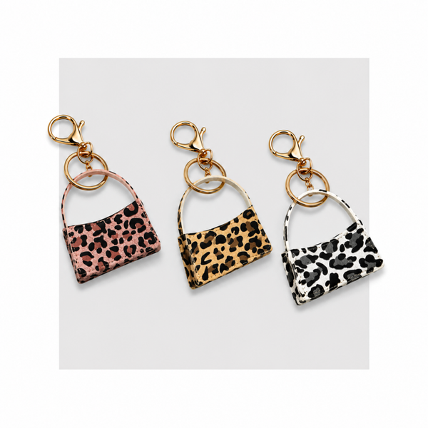 Porte Clés - Cuir mini sac peau Léopard