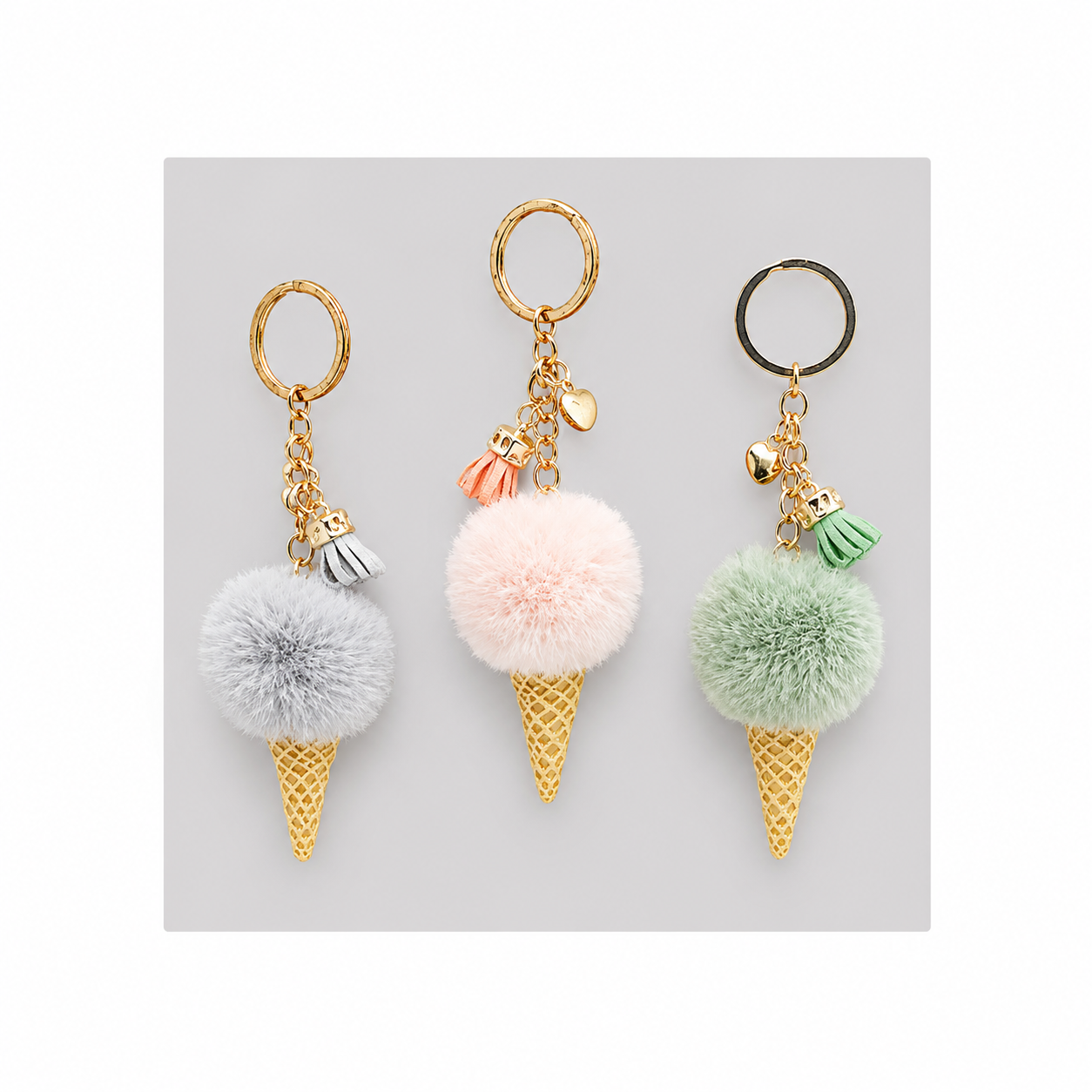 Porte Clés - Métal peluche Corne Glace 1pc