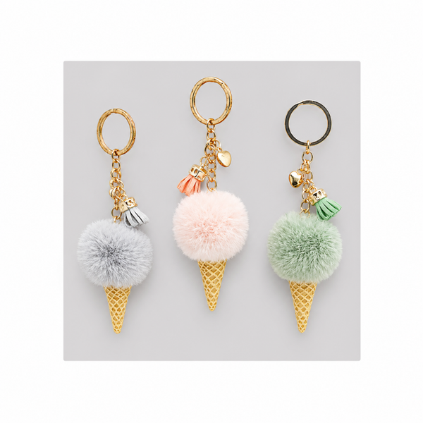 Porte Clés - Métal peluche Corne Glace 1pc