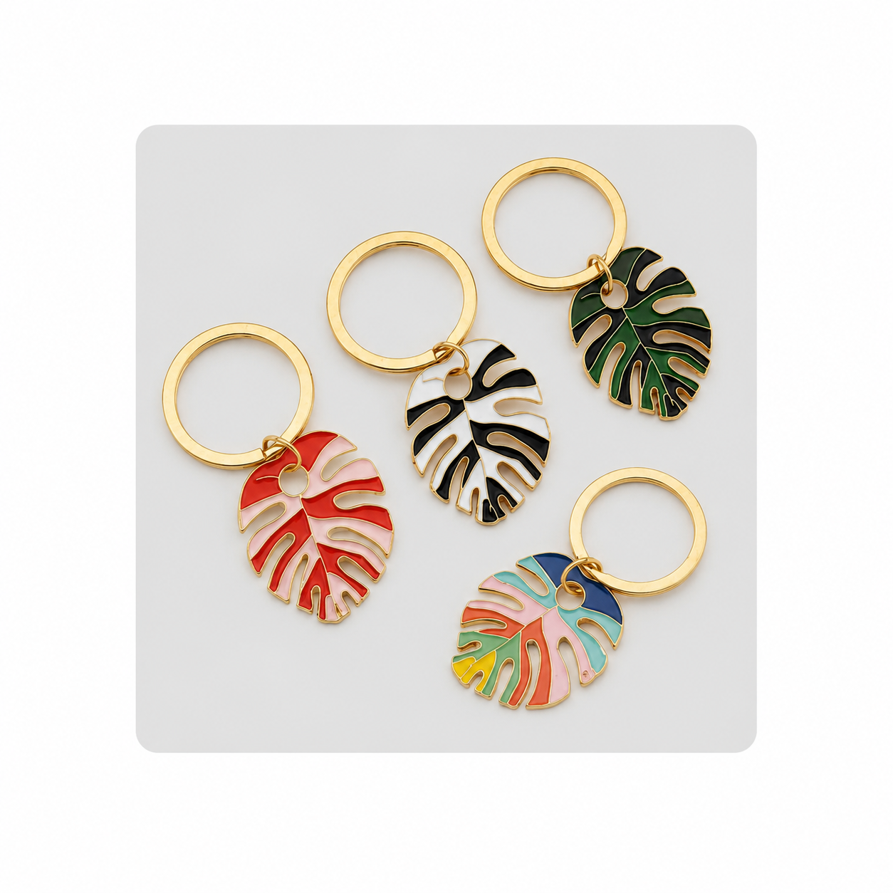 Porte Clés - Métal Feuille Coloré exotique 1pc