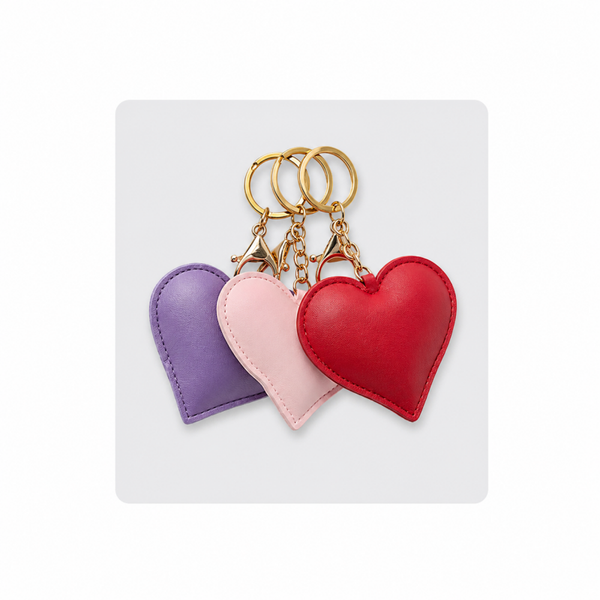 Porte Clés - Cuir 3 coeurs