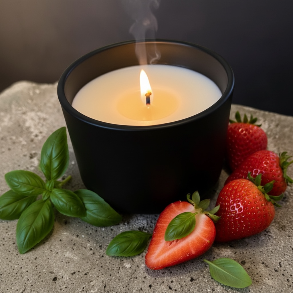 Bougie Artisanale — Smoothie fraise basilic