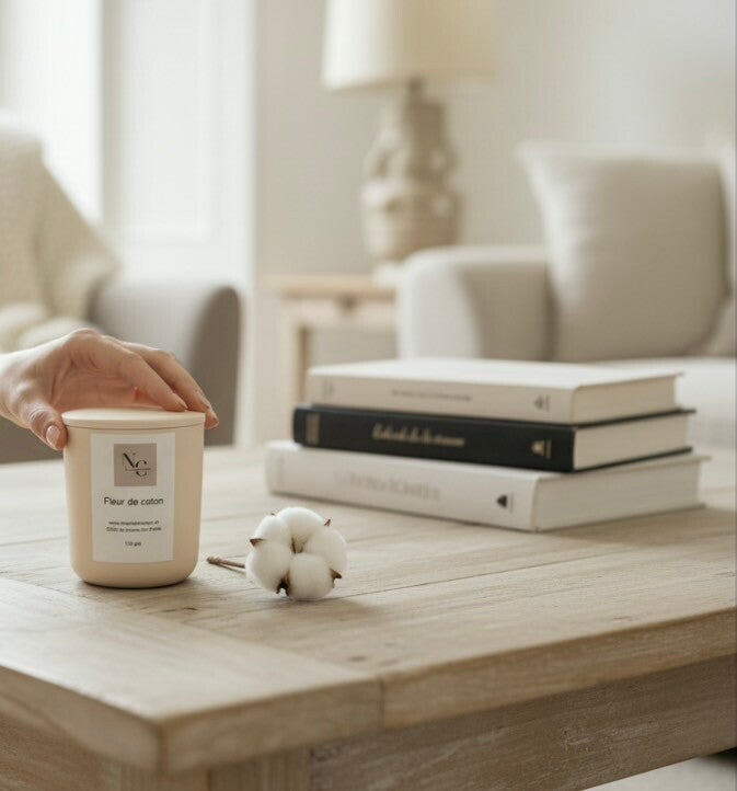 Bougie Parfum Fleur de Coton – Douceur & Pureté