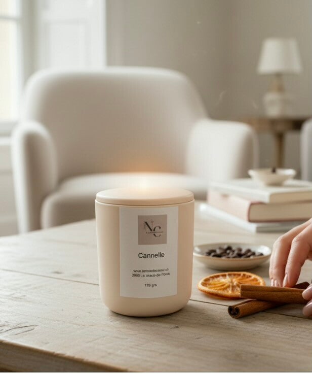 Bougie Parfum Cannelle – Contenant en Céramique