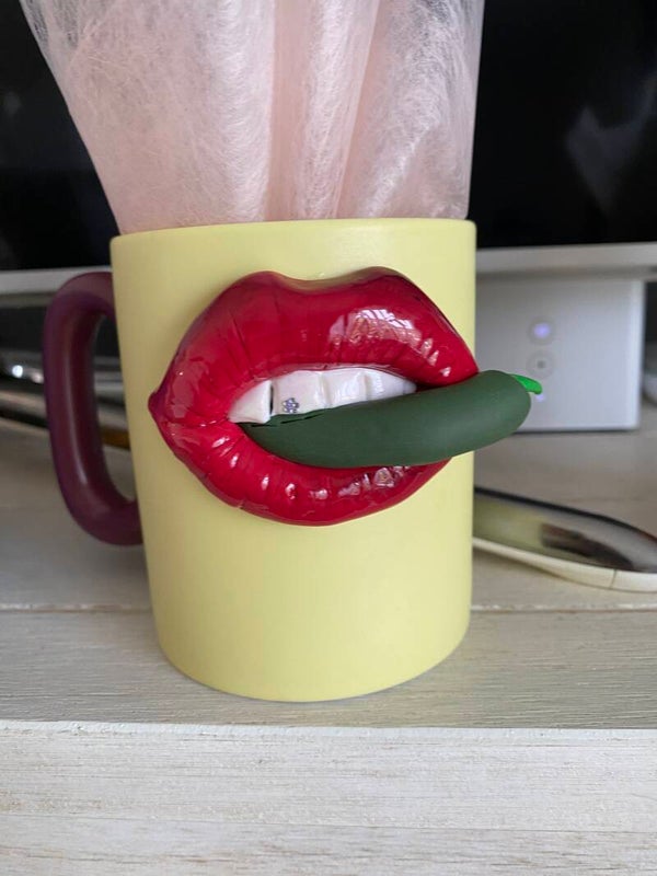 Mug Bouche Piment — Fimo modelé à la main