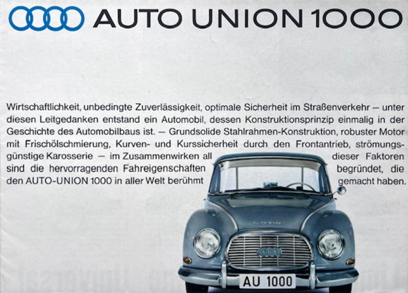 1961 Auto Union 1000 original sales brochure