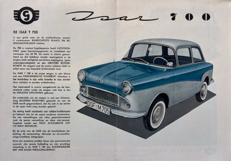 1959 Glas Isar 700 original sales brochure