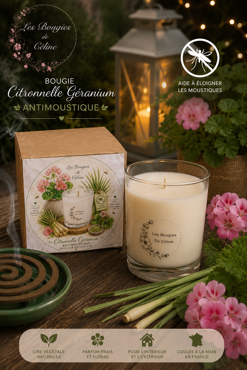 Bougie citronnelle et géranium