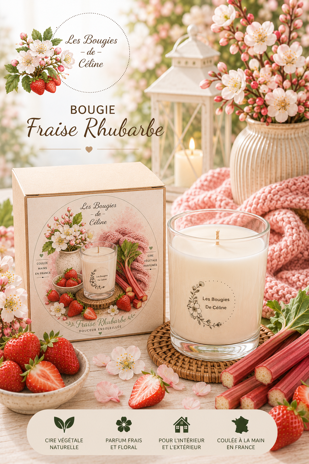 Bougie Fraise Rhubarbe