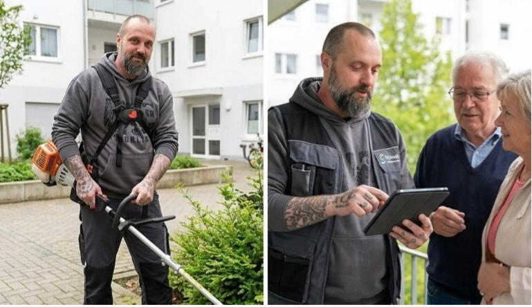 Hausmeister arbeitet an Immobilie in Berlin Instandhaltung