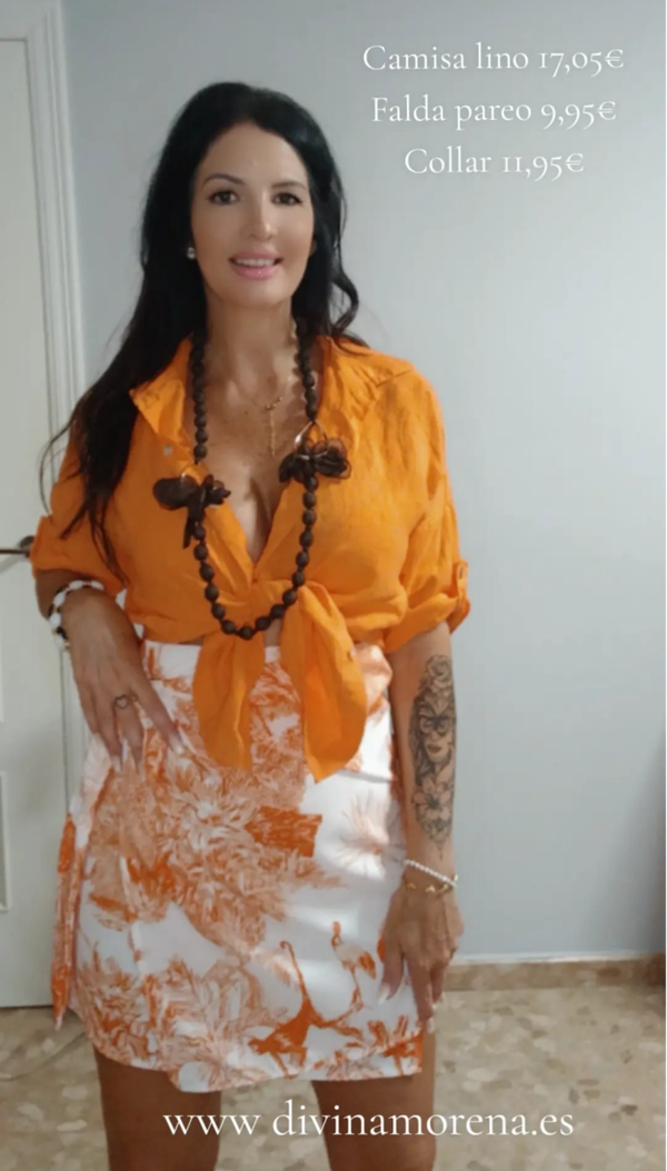 Camisa lino naranja