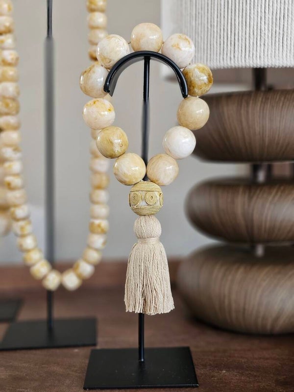 Kralenketting Oker Marble met Flos