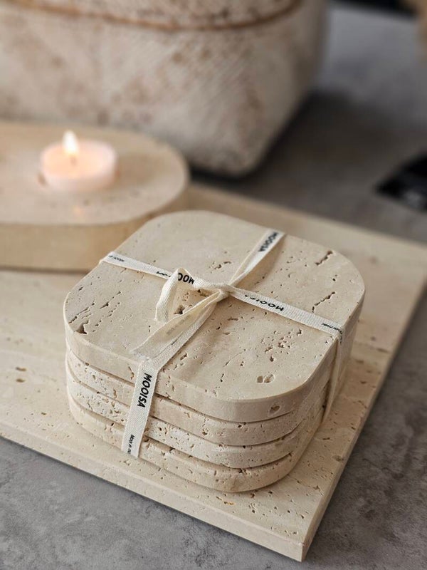 Mooisa Travertine Onderzetters (set van 4)