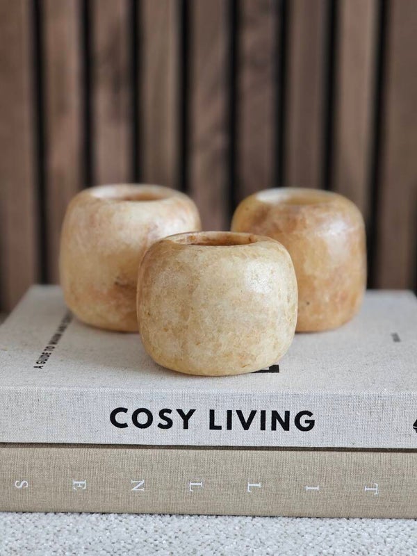 Alabaster set Rond Brown ( set van 3)