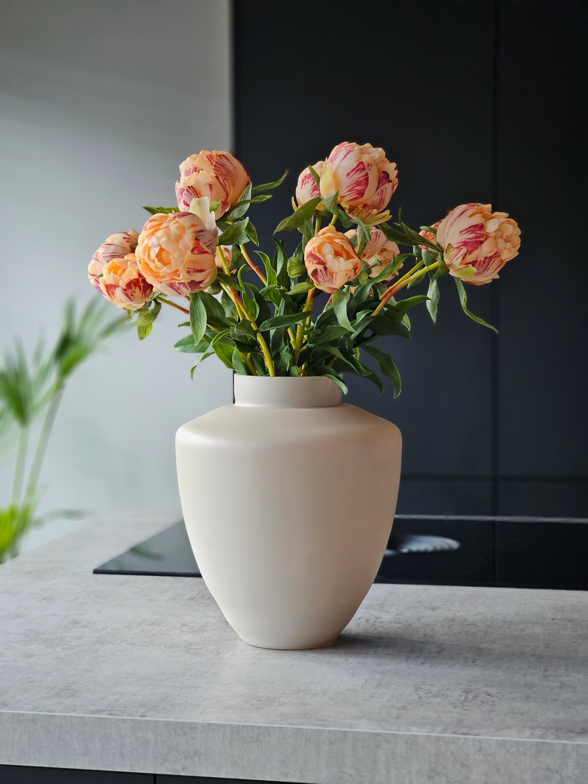 Real Touch Pioenrozen Peach maat M 63cm (Bundel van 3)