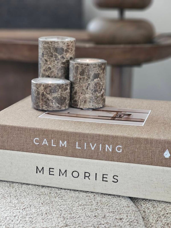 Waxinelichthouders Tavertine Brown S, M en L