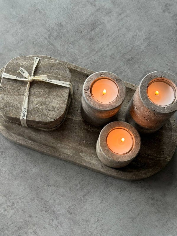 Mooisa Titanium Travertine tray ovaal