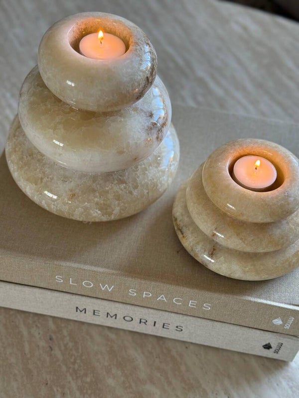 theelichthouders Onyx " Naturel Living " ( Set van 2)