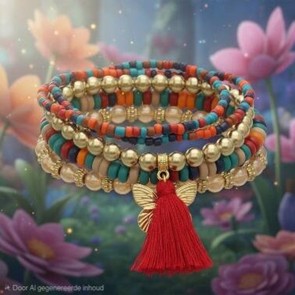 Glassbead Armband Bedel Multi color