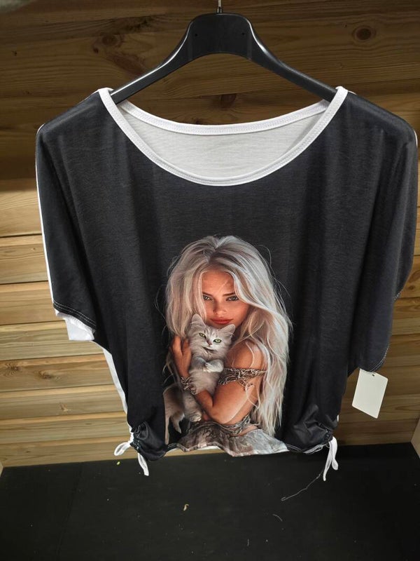 Shirt vrouw met kat