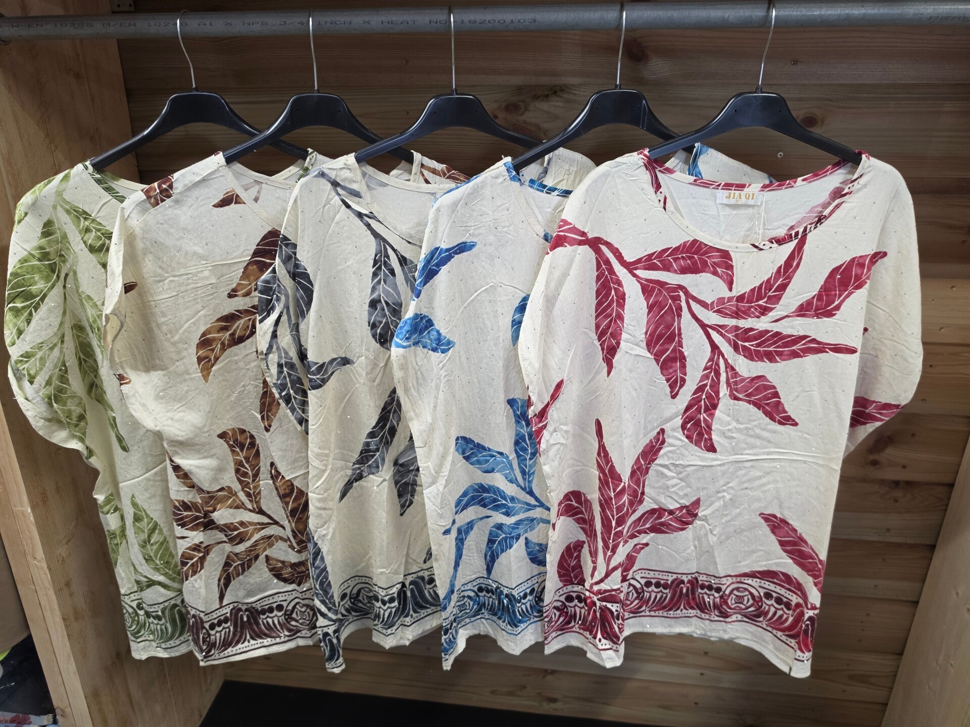 Linnen T-Shirt met Blad
