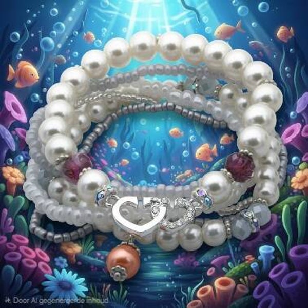 Glassbead Armband Bedel Wit