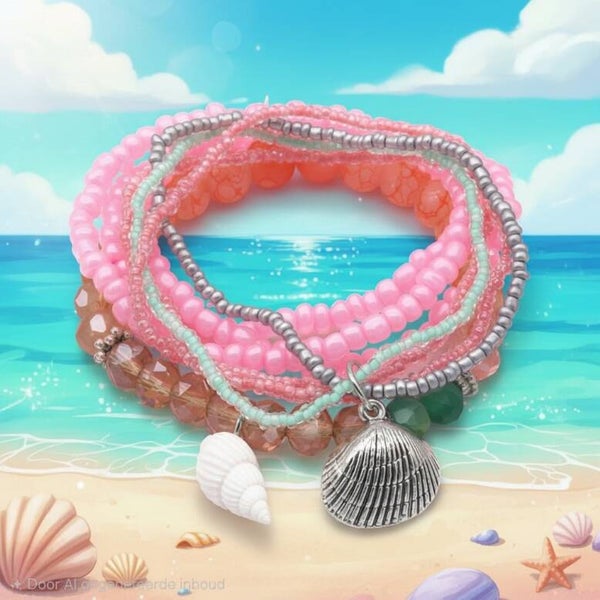 Glassbead Armband bedel Roze