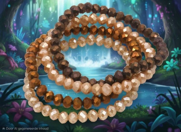 Glassbead Armband Bruin 6 MM