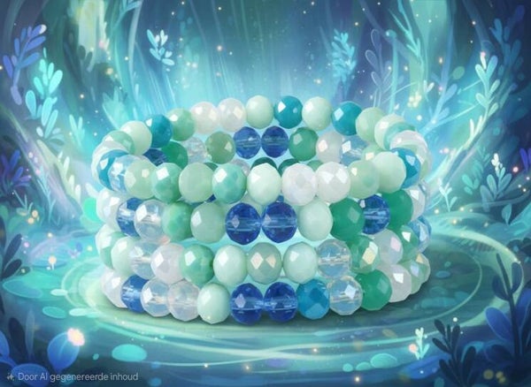 Glassbead Armband Blauw 8 MM