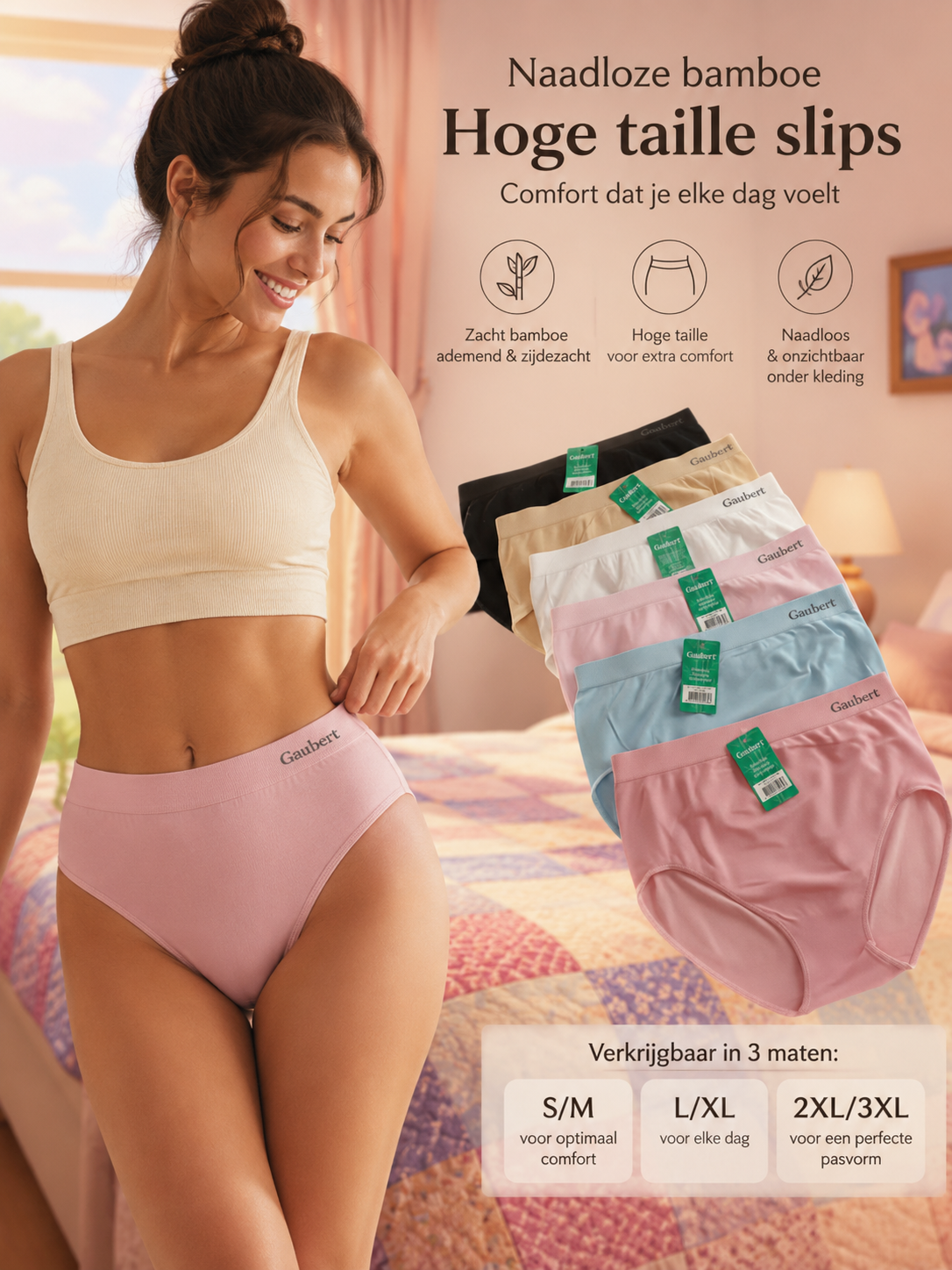 Naadloze Bamboe Hoge Taille Slips van Gaubert