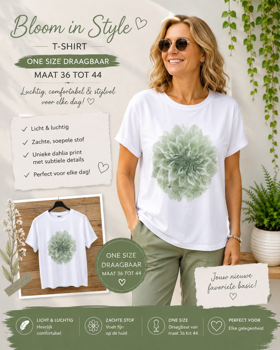 Katoenen T-Shirt klein bloem