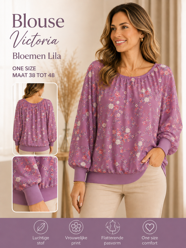Blouse Victoria bloemen lila