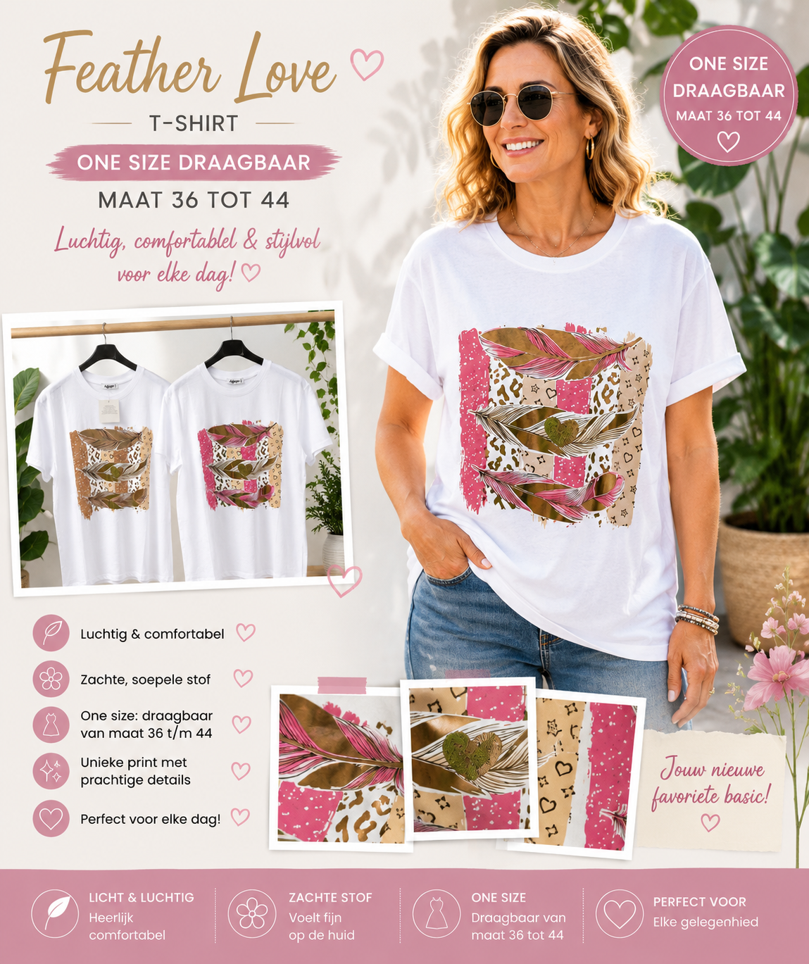Katoenen T-Shirt klein veer